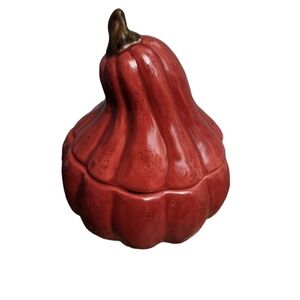 COPY - Chris Madden Red Pumpkin Gourd Dish with Lid